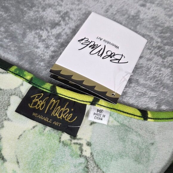 Bob Mackie Dress Medium P Petite Green Ombre Floral Art to Wear Boho Maxi NEW - Picture 2 of 6